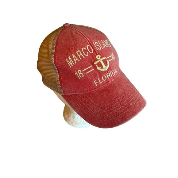 Marco Island Florida Mesh Trucker Hat By DK Embroidery Adjustable - Picture 3 of 6
